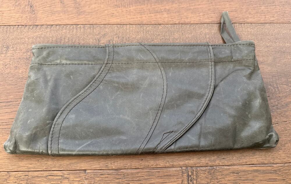 Ruese Vintage Leather Gray Clutch Handbag Rectangular